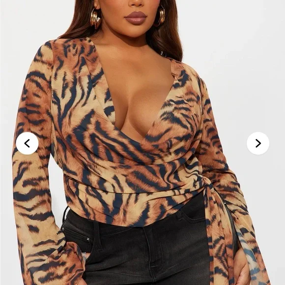 Fashion Nova Tiger Animal Print Top - Picture 8 of 9